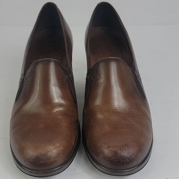 Dansko Beth Nappa Brown Leather Heeled Loafers - Picture 6 of 11